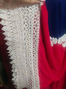 Blue &amp; Red Embroidered Kurti