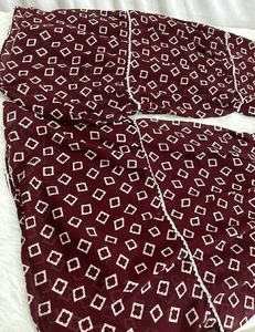 Maroon Kurta Set with Mirror Work