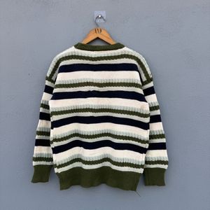 Striped Knit Pullover Sweater