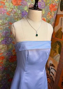 Elegant Strapless Blue Maxi cinderella  Dress