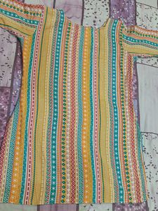 Vibrant Striped Cotton Kurta