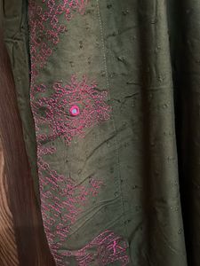 Olive Green Embroidered Maxi Dress