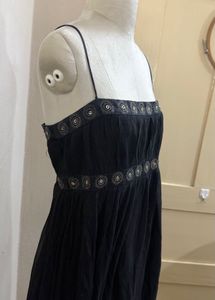 Elegant Black Midi Dress 100% silk