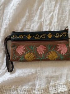 Embroidered Floral Wristlet Wallet