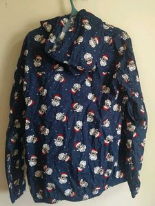 Santa Print Hooded Jacket - Merry christmas