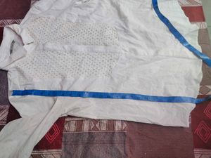 White Lace Detail Button-Up Shirt