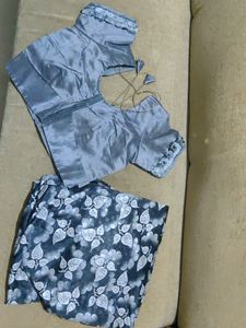 New Grey Black Saree with Blouse