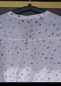 Chic Printed Button-Down Girls Top