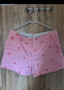 Flamingo Printed Shorts Size :34Women's Embroidere