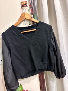 Chic Black V-Neck Sweater Top
