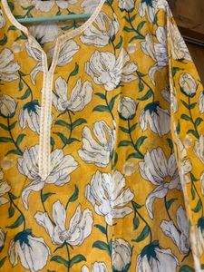 Yellow Floral Print Kurta