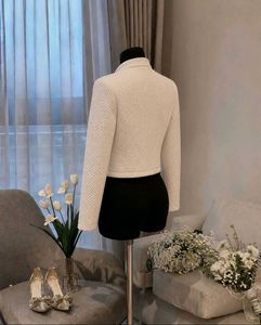 Quilted White Cropped Jacket 🤍