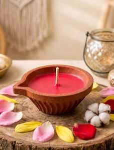 Artisanal Terracotta Red Wax Diya