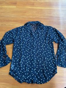 Chic Polka Dot Sheer Button-Up Blouse