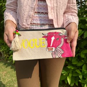 Unique Vogue Cow Pouch with parrot tassel