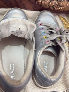 Girls Silver Sparkle Sneakers