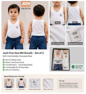 NEW JOSH DIXCY SCOTT Baby Vest Set of 2 | 3–6M |
