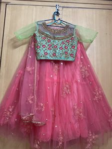 Sea Green And Peach Designer Lehanga