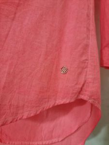 Tommy Hilfiger Pink Garment-Dyed Shirt Mini Dress.