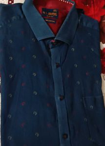 Men's Blue Slim Fit Printed Shirt