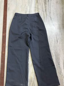 Charcoal Grey Wide-Leg Pleated Trousers