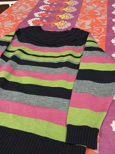 Striped Knit Pullover Sweater