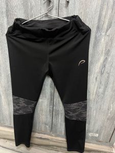 Black Workout Leggings with Camo Detail