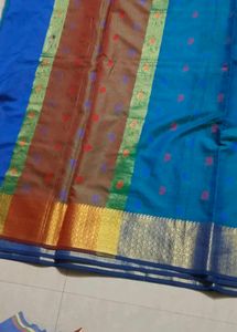 Elegant Blue Saree with Golden Border