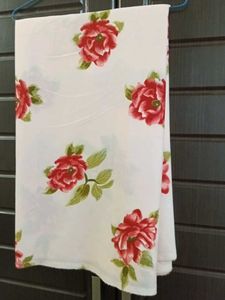 Beautiful White Rose Print Thaan Fabric 5 mtr