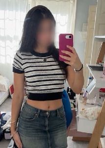 Striped Cropped Knit Top