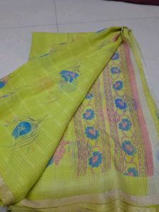 flouresent  Green Saree  no damage or