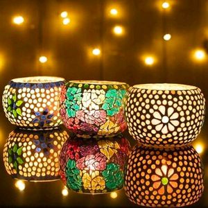 Glass Tealight Candle Holders Decorative Set of 3