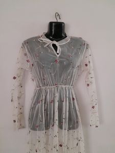 Off White Embroidered Dress (Women's)