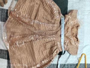 Peach Salwar Pants and frock of Sequins
