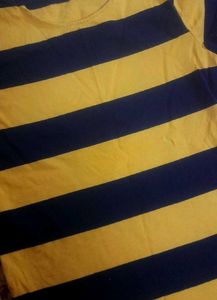 Classic Navy &amp; Yellow Striped Cotton Tee