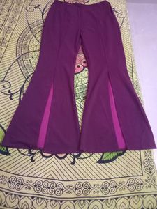 Purple Flared Pants with Slits