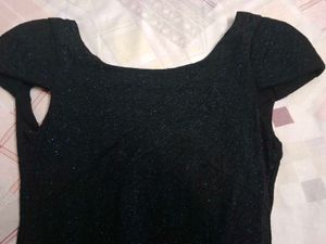 NAVY DARK BLUE Sparkly Black Short Sleeve Dress