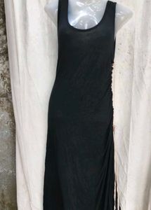 Chic Black Ruched Maxi Dress