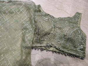 Elegant Green Embroidered Skirt