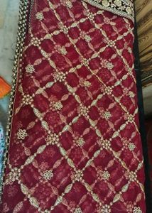 Exquisite Embroidered Maroon Bridal Dupatta