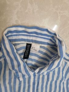 Blue and White Striped Button-Up Shirt