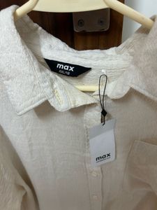 Cream Textured oversized Shirt