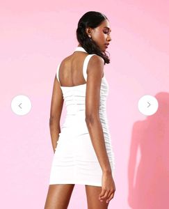Chic White Ruched Mini Dress