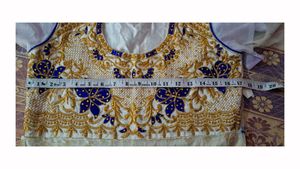 Cream Kurta Set with Blue Embroidery
