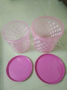 Pink Polka Dot Storage Containers