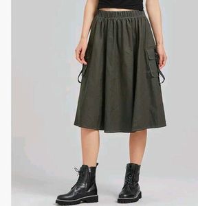 Olive Green Cargo Pocket Skirt