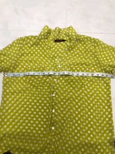 Cute Lime Green Polka Dot Button-Up Shirt