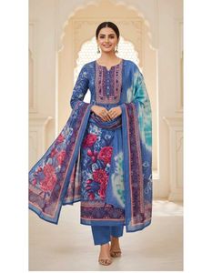Elegant Floral Print Dress Material