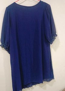 Chic Royal Blue Pleated Mini Dress