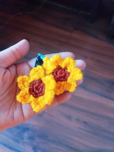 Crocheted Sunflower Hair Clip ( 2 pc )